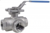 Ball Valve, Lever Handle, 316 Stainless Steel, 3-Way L-Port, 1-Pc FFF, BSPP
