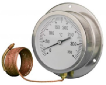 Capillary Thermometer / Temperature Gauge, Stainless Steel Case / Back Flange