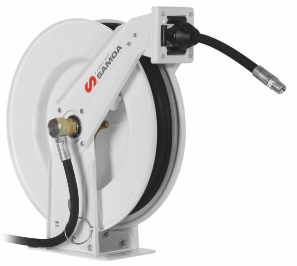 SAMOA RM12 Double Pedestal Double Arm Open Hose Reel for Air/Water/Antifreeze Solutions - 10m x 3/8"