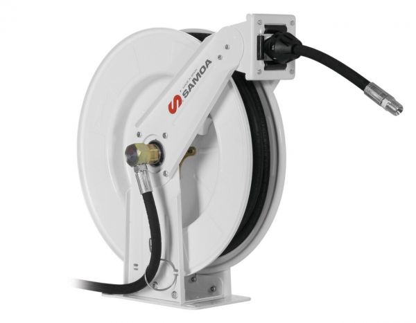 SAMOA RM12 Double Pedestal Double Arm Open Hose Reel for Grease & Hydraulic Fluid - 10m x 1/4"