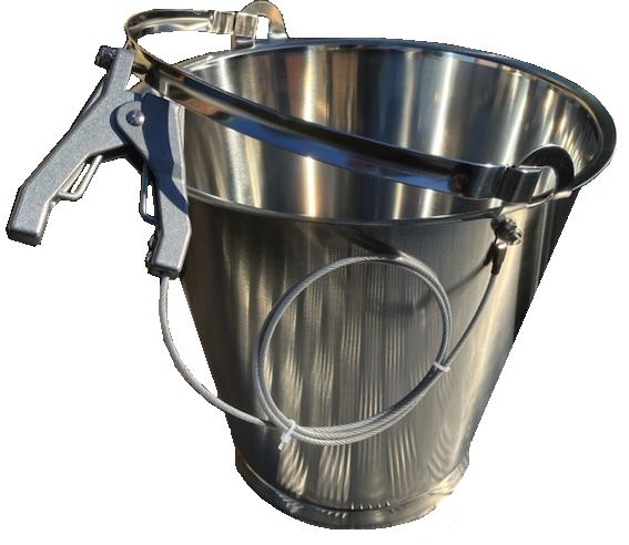 Fuel Sampling Bucket, Stainless Steel with Bottom Band, Fitted With Grounding Cable and ATEX Clip. 10L, 12L and 15L