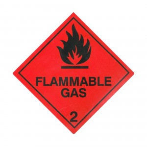 CLASS 2.1 (FLAMMABLE GASES) HAZARD LABELS (250MM X 250MM), Roll of 20